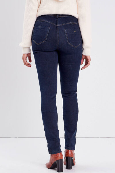 Jeans ajusté taille haute denim brut femme