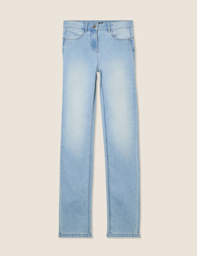 Jean ajusté taille standard long denim baby bleu femme