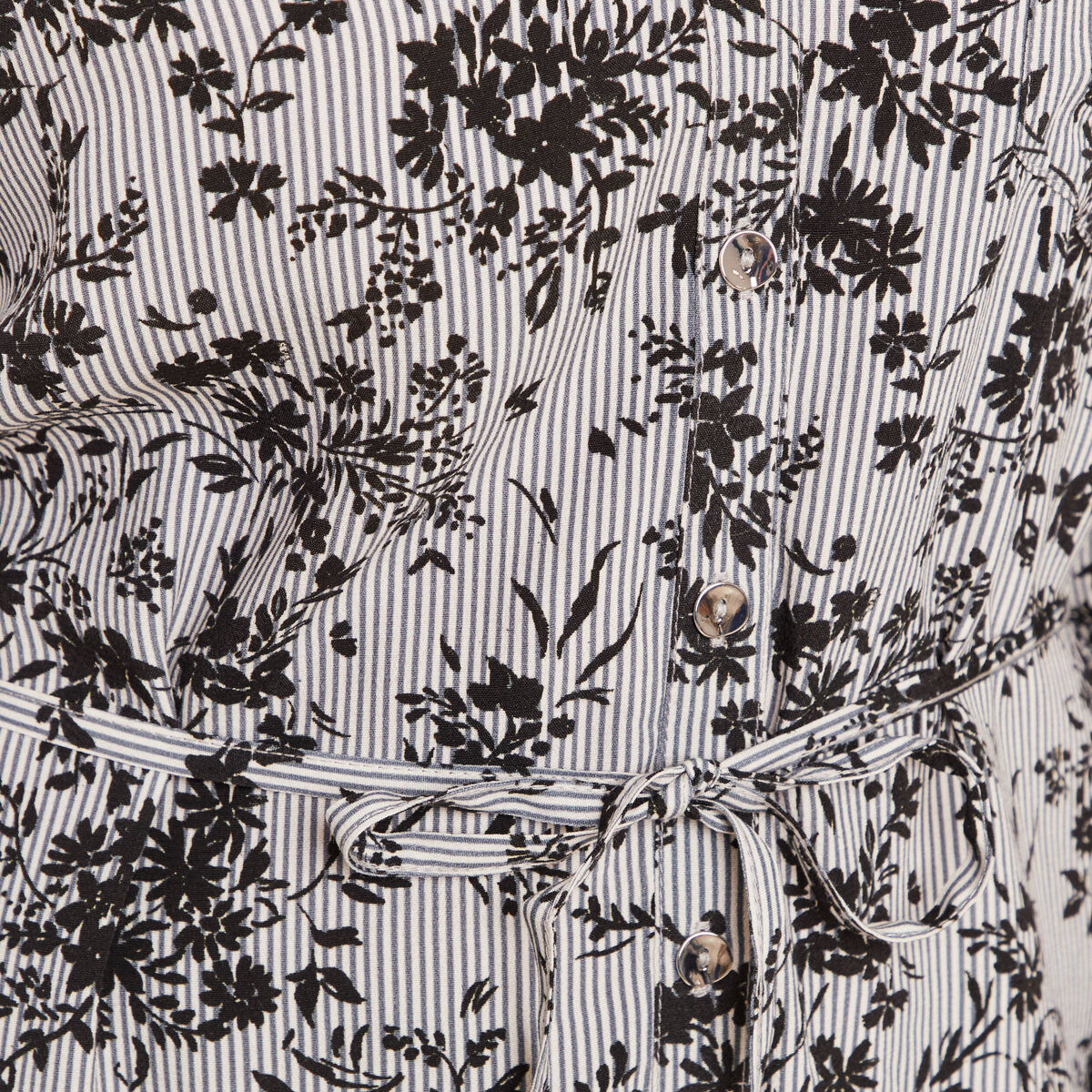 Tunique ceintur&eacute;e col chemise fluide noir femme