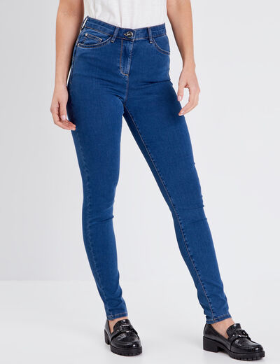 Jeans léger taille haute long denim double stone femme