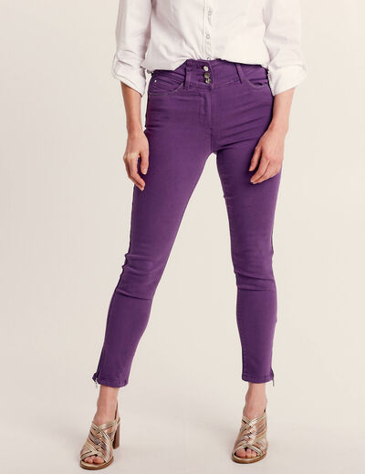 Jean ajusté 7/8ème violet foncé femme