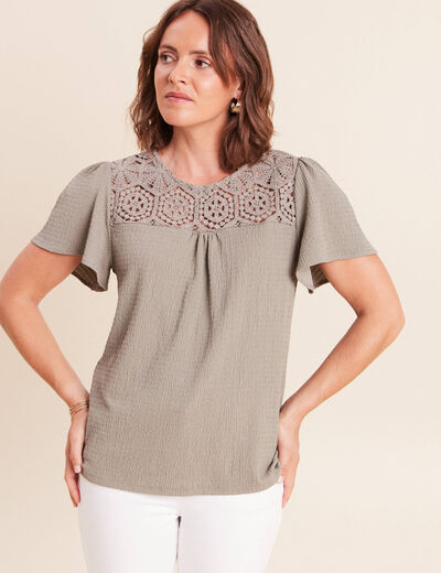 T-shirt manches courtes vert clair femme