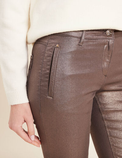 Pantalon ajusté enduit 7/8ème sable femme