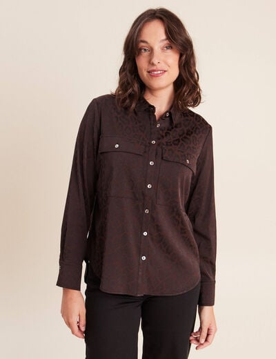 Chemise manches longues marron femme