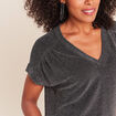 T-shirt manches courtes gris argent femme