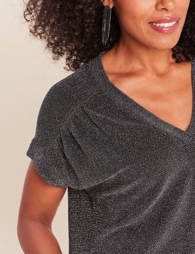 T-shirt manches courtes gris argent femme