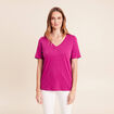 T-shirt col v manches courtes violet femme