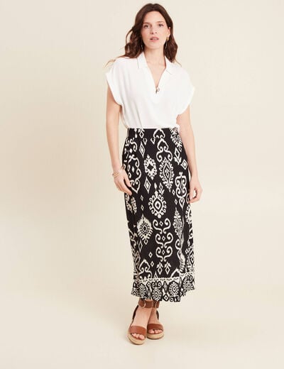 Jupe fluide taille standard noir femme