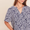 Blouse ample manches courtes fluide bleu femme
