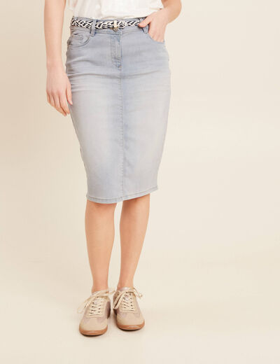 Jupe ajustée en jean denim double stone femme