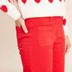 Pantalon droit 7/8&egrave;me taille standard rouge fluo femme