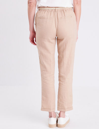 Pantalon flou ceinturé sable femme