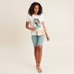 Bermuda ajusté ceinturé bleu canard femme