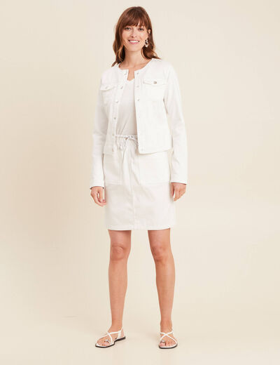 Jupe droite réversible blanc femme