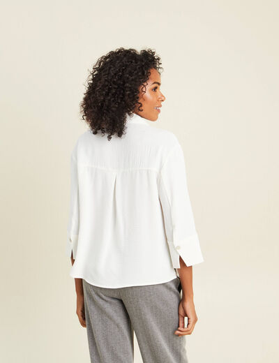 Chemise col chemise manches 3/4 ecru femme
