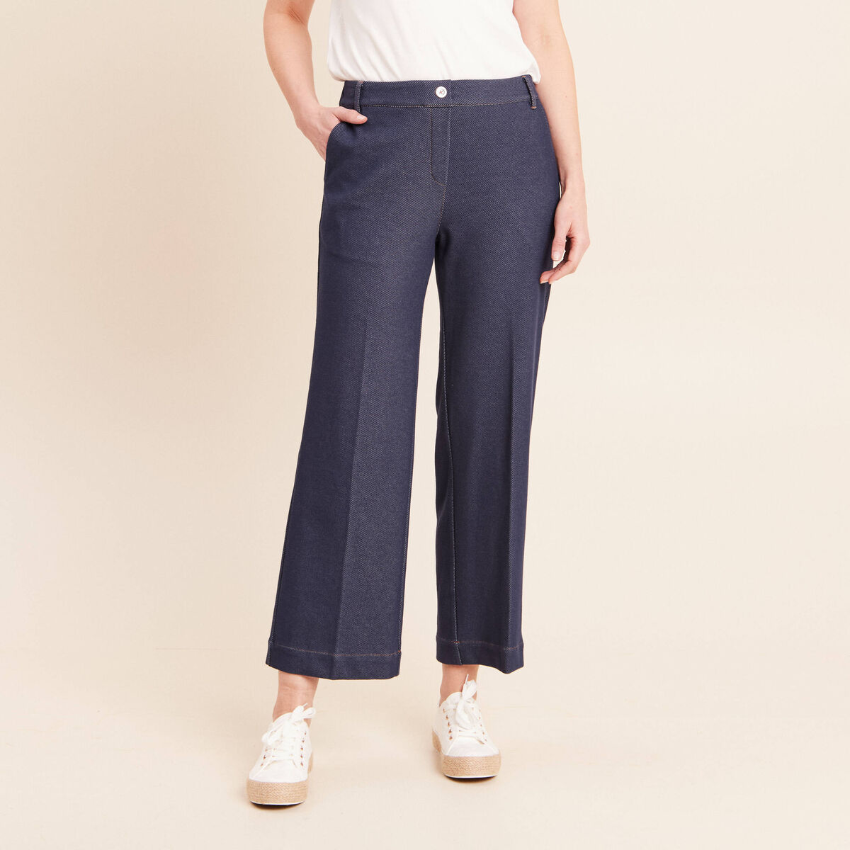 Jean large 7/8&egrave;me denim brut femme