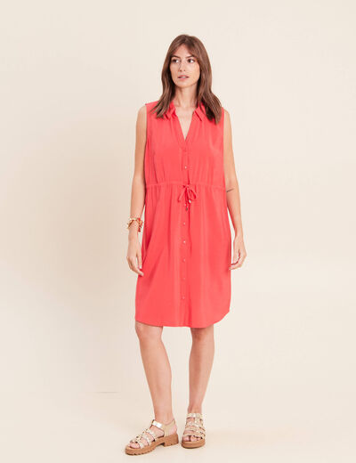 Robe droite courte avec lien rouge femme