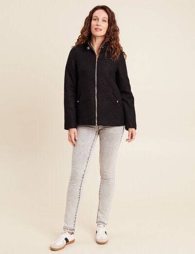 Manteau doubl&eacute; avec laine noir femme
