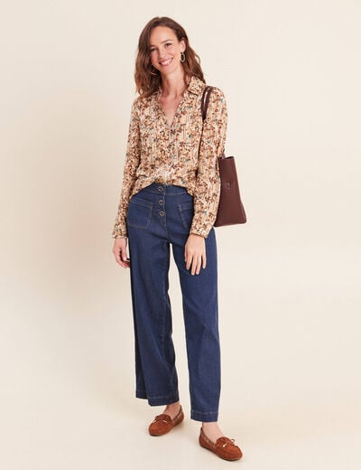 Chemise ajust&eacute;e manches longues marron femme