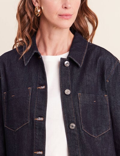 Veste manches longues en jean denim brut femme