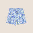 Short droit ceinturé bleu femme