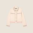 Veste en jean brodée denim beige femme