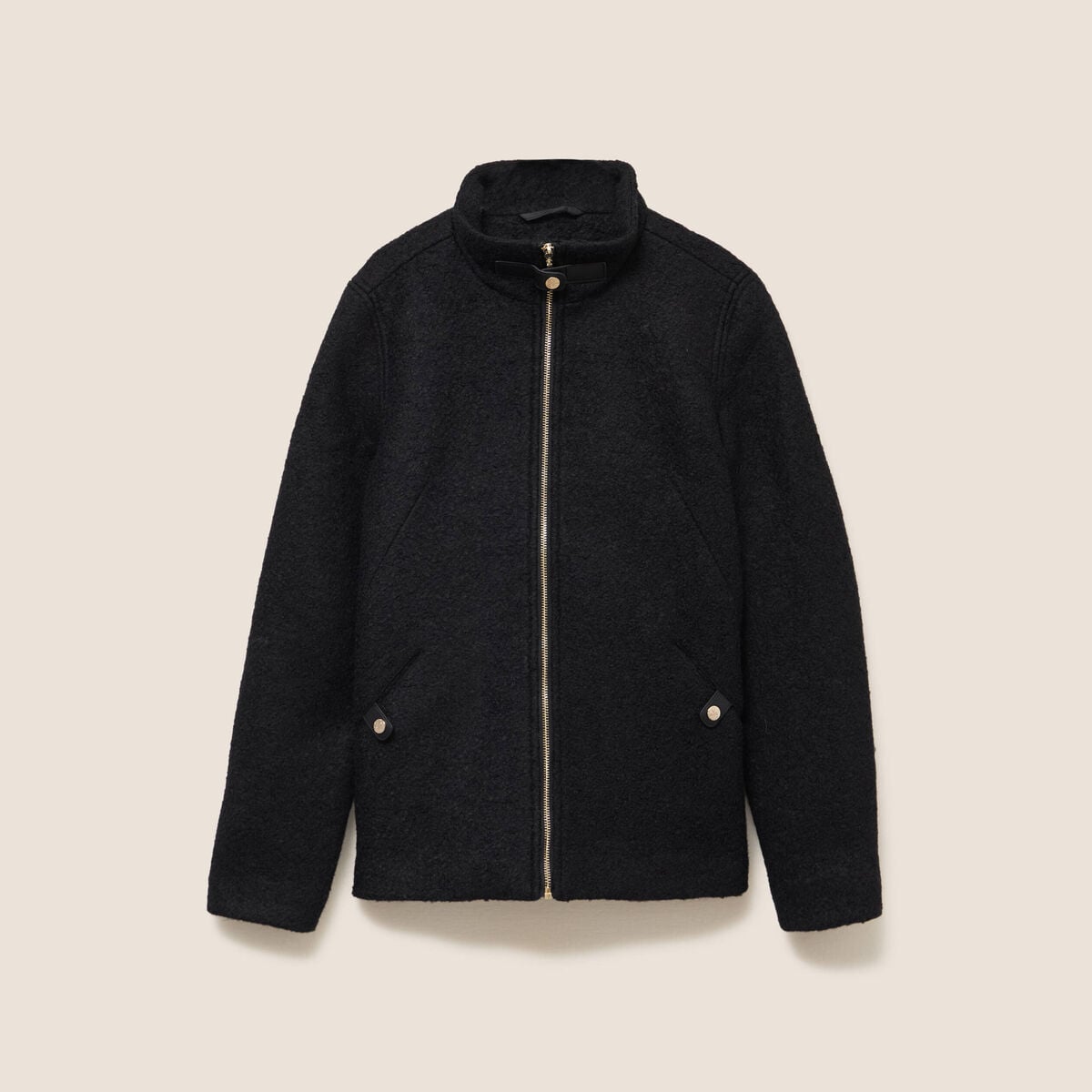 Manteau doubl&eacute; avec laine noir femme