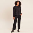 Pull col rond manches longues marron femme