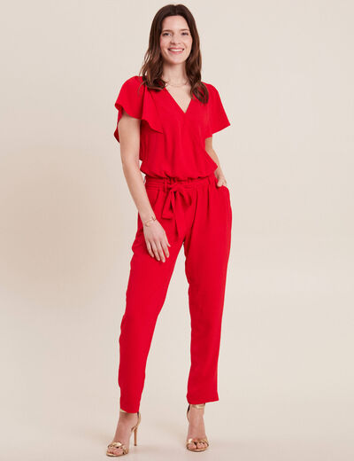 Combinaison pantalon droite rouge femme
