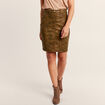 Jupe droite r&eacute;versible couleur bronze femme