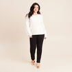 Pull brod&eacute; col rond manches longues ecru femme