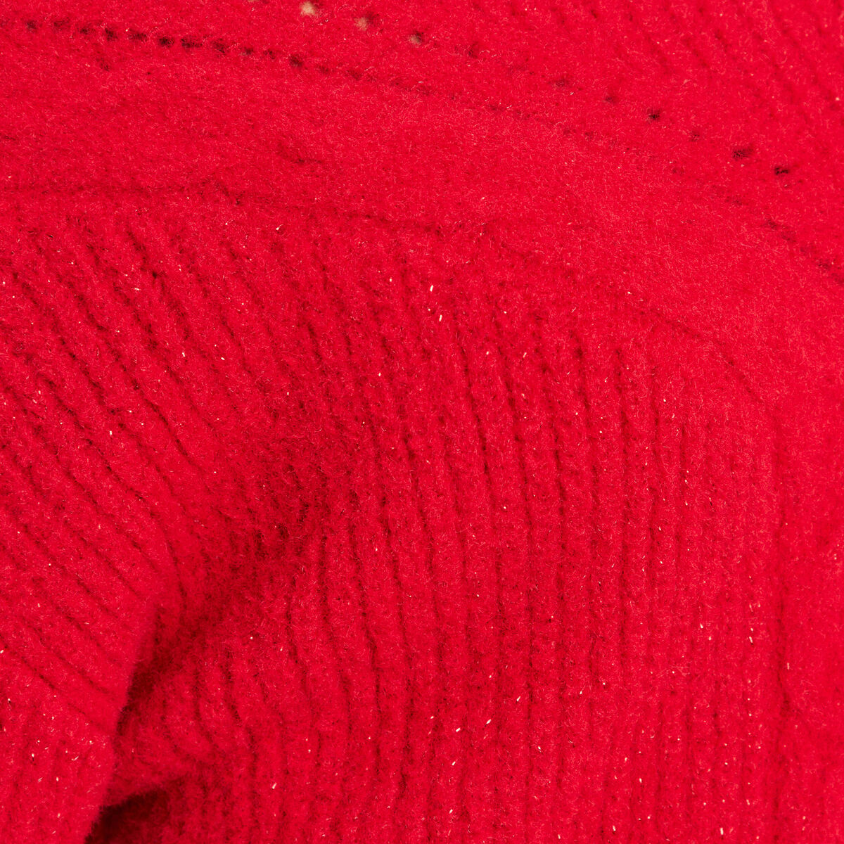 Pull col rond manches longues rouge femme