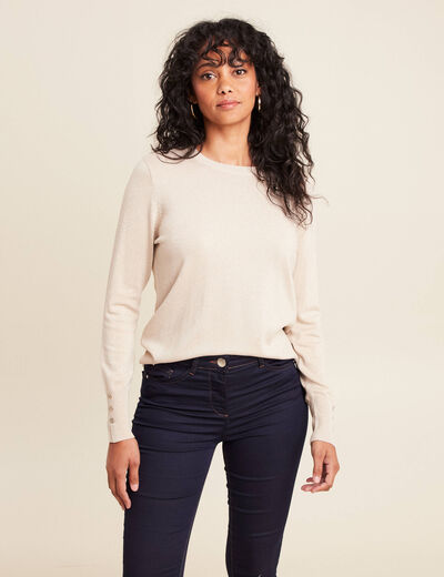 Pull col rond bas resserré couleur or femme