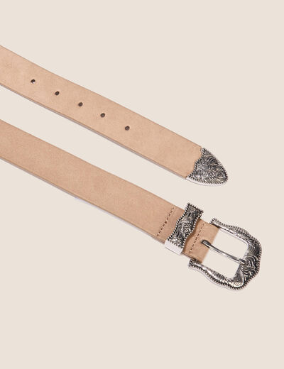 Ceinture boucle western beige femme