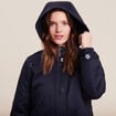 Parka cintr&eacute;e capuche fourrure bleu fonc&eacute; femme