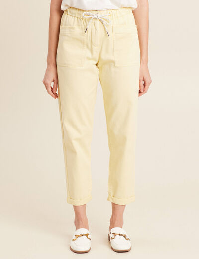 Jean large à coulisse jaune clair femme