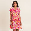 Robe évasée manches courtes orange femme