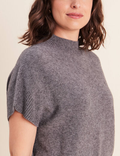 Pull col montant gris clair femme