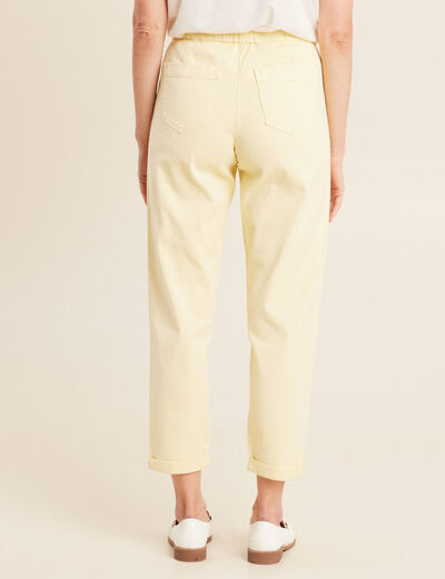 Jean large à coulisse jaune clair femme