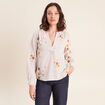 Blouse col v manches longues vert femme