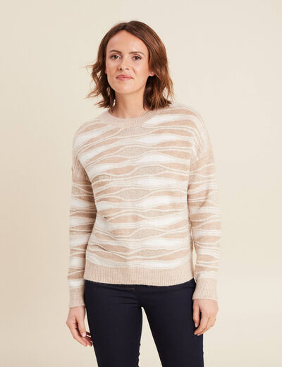 Pull manches longues beige femme