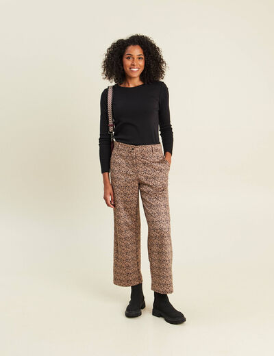 Pantalon large marron femme