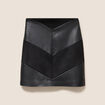 Jupe trap&egrave;ze courte aspect daim doubl&eacute;e noir femme