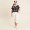 Pantacourt droit taille standard blanc femme