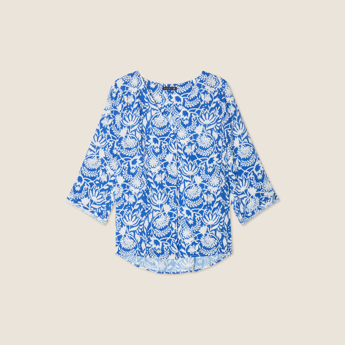 Blouse manches 3/4 bleu femme