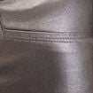 Pantalon ajust&eacute; enduit &agrave; pont couleur argent femme