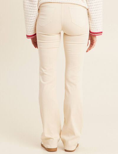 Pantalon léger bootcut taille basculée ivoire femme