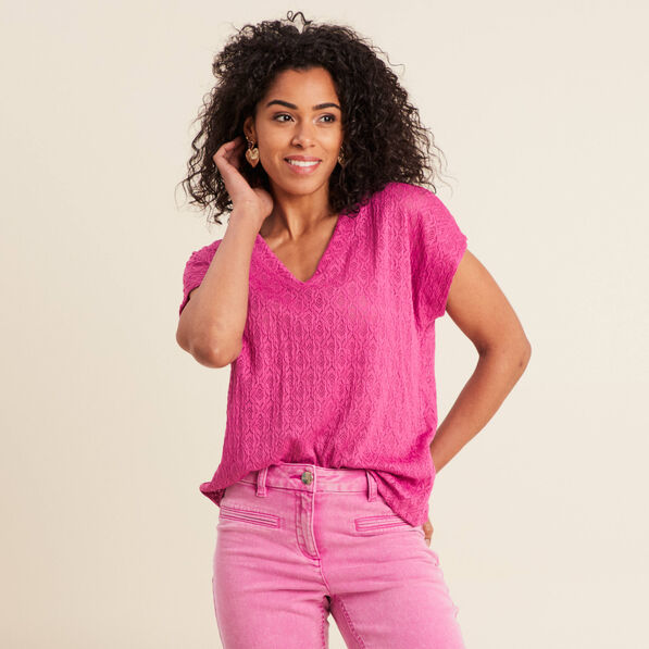 t shirt manches courtes rose femme T-shirt manches courtes rose femme
