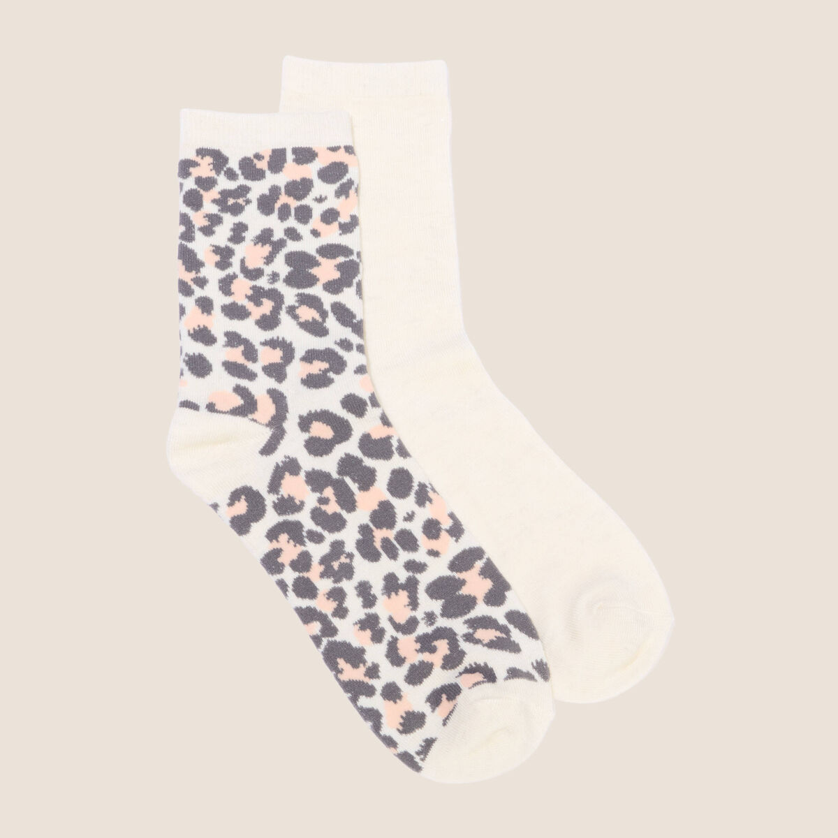 Lot 2 paires chaussettes ecru femme