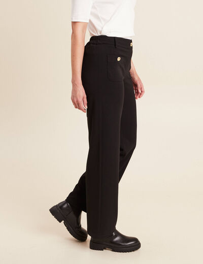 Pantalon droit taille haute noir femme